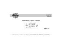 McIntosh MVS-3 - Owners manual